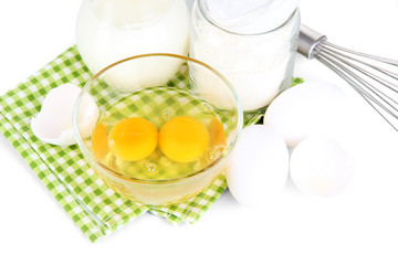 Ingredients for dough isolated on white