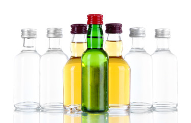 Minibar bottles, isolated on white