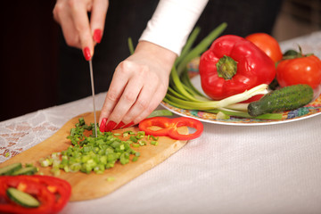 cutting vegetables