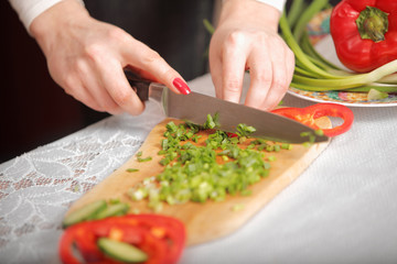 cutting vegetables