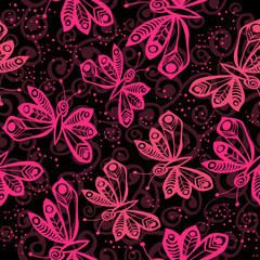 Romantic butterfly seamless pattern.