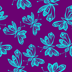 Fototapeta na wymiar Romantic butterfly seamless pattern.