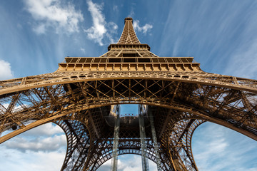 Fototapeta na wymiar Wide View of Eiffel Tower from the Ground, Paris, France