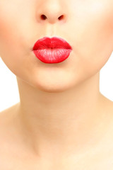 beautiful make up of glamour red gloss lips