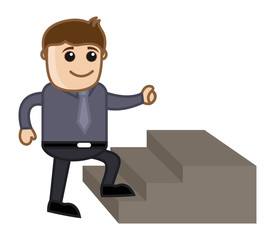 Man Stepping Up - Business Cartoon Character Vector