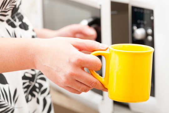 Opening the microwave oven
