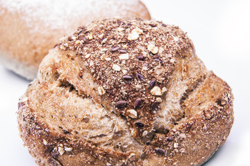 Large loaf of breads on white background