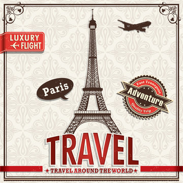 Vintage Paris Travel vacation poster