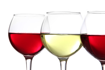 Glasses of wine isolated on white