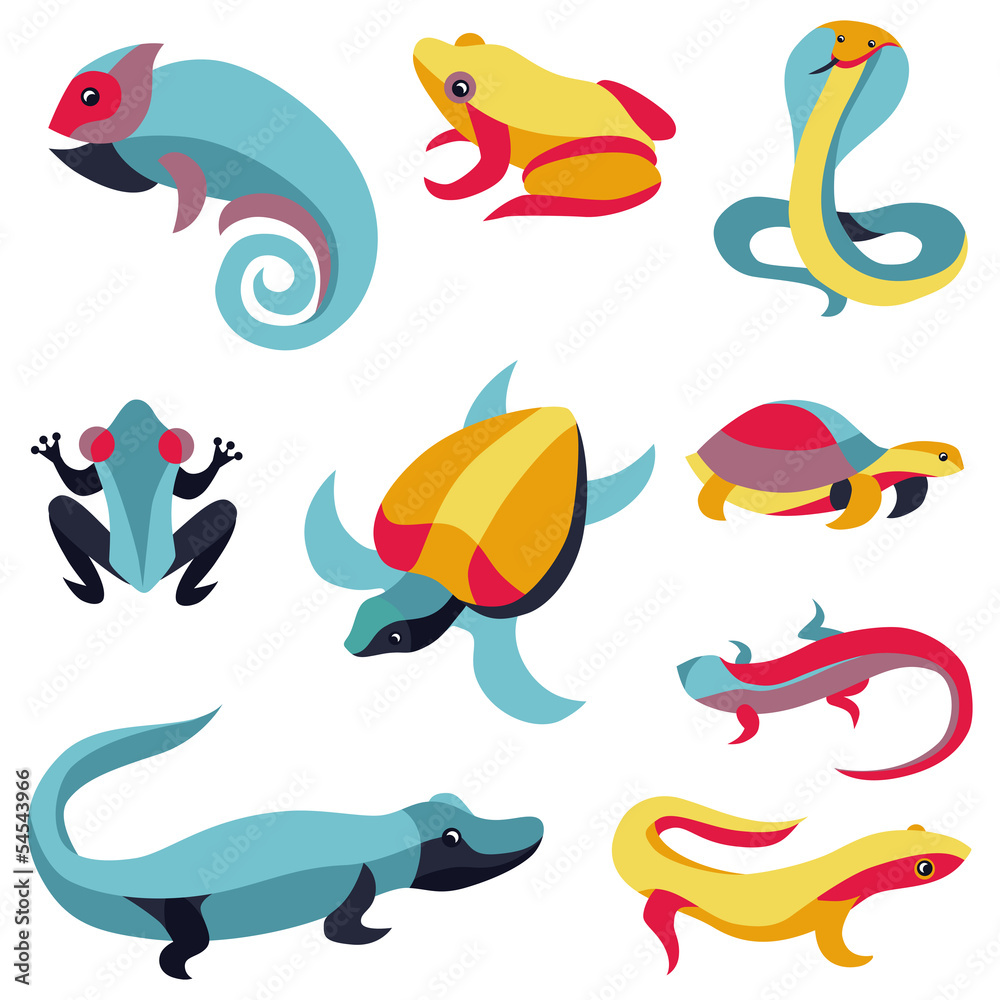Poster Vector set of logo design elements - reptiles