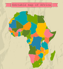 Editable map of Africa with all countries.
