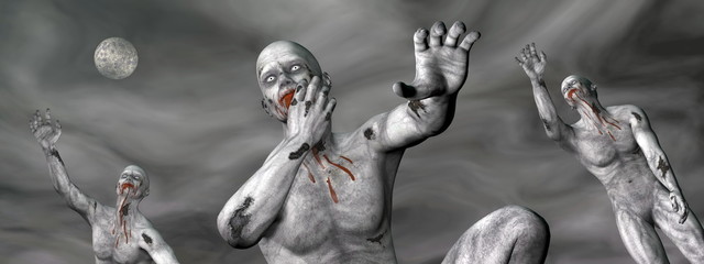 Fototapeta na wymiar Zombies by night - 3D render