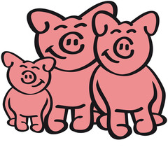 Obraz na płótnie Canvas Cute Pig Family