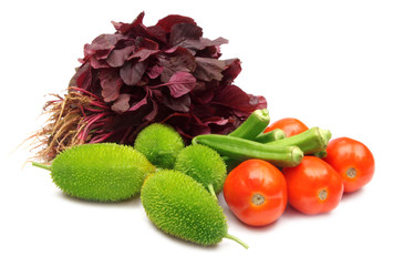 Fresh vegetables over white background