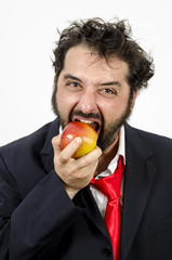 Healthy Choice - Businessman Biting An Apple 