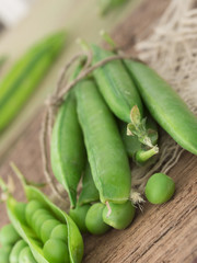 fresh peas on the table