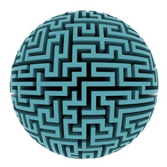 isolated blue maze sphere planet shape