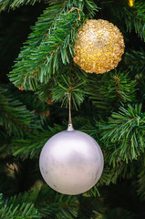 Gold and white christmas balls