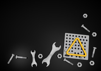 triangle icon on black technic background