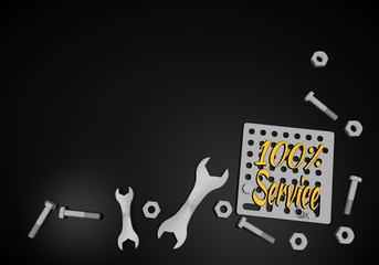 3d graphic of a best service icon on black technic background
