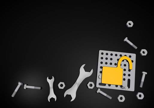 3d graphic of a leaking unsafe icon on black technic background