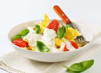 Stuffed pasta with cheese sauce