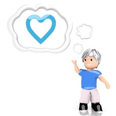 3d render of a lovely papa icon  thought by a 3d character