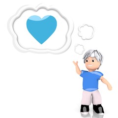 3d render of a lovely papa icon  thought by a 3d character