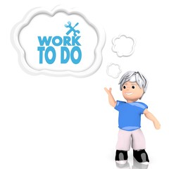 3d render of a lovely papa icon  thought by a 3d character