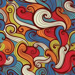 Fototapeta na wymiar seamless abstract hand-drawn pattern, waves background. Seamless