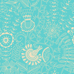 Abstract floral background, summer theme seamless pattern, vecto