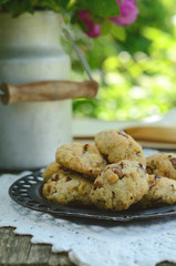 Walnut cookies on garden table