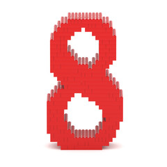 Number 8  built from toy bricks