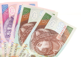 Finance money polish banknote on white