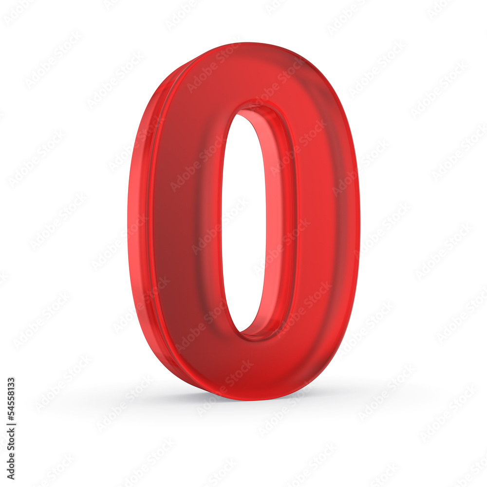Fototapete Number zero - red isolated with clipping path
