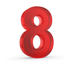 Number eight- red isolated with clipping path