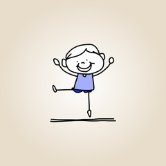 Fototapeta premium hand drawing happy kid