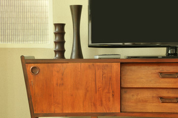 retro decoration on television cabinet
