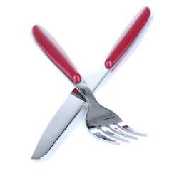 Knife and fork, isolated on white