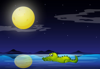 A crocodile in the ocean