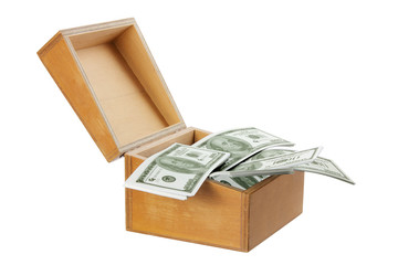 Wooden Box with Money