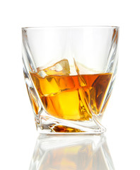 Glasses of whiskey, isolated on white