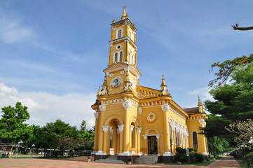 Yellow church in Ayutthaya, Thailand
