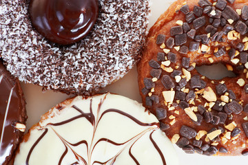 Close up sweet doughnuts
