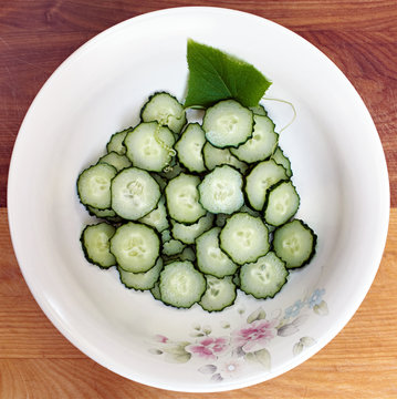 Bowl of Fresh Sliced Cucumbers