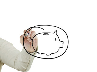 drawing Doodle style piggy bank