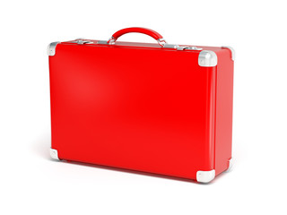Red suitcase isolated on a white background