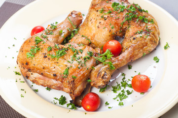 crispy roasted chicken quarter