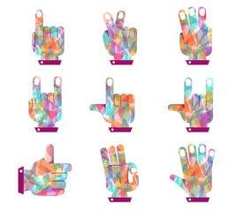Hand vector colorful shape diamond