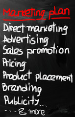 marketing concept handwritten with chalk on a blackboard